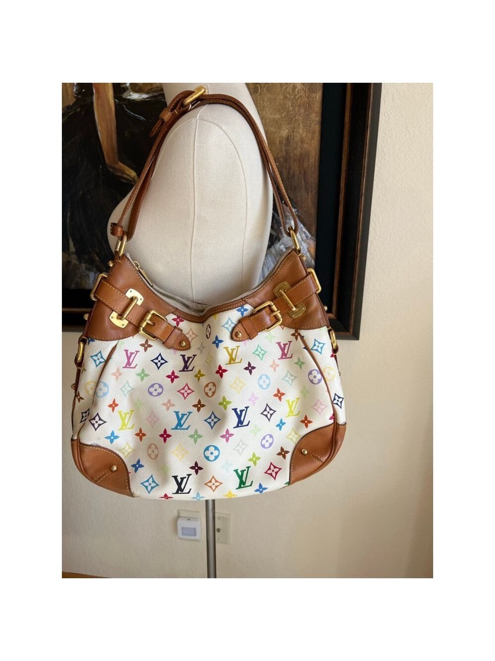 Louis Vuitton White Murakami Shoulder Bag White Brown - Picture 2 of 8
